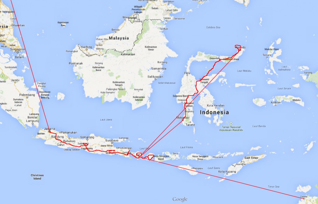 Reiseroute Indoenesien